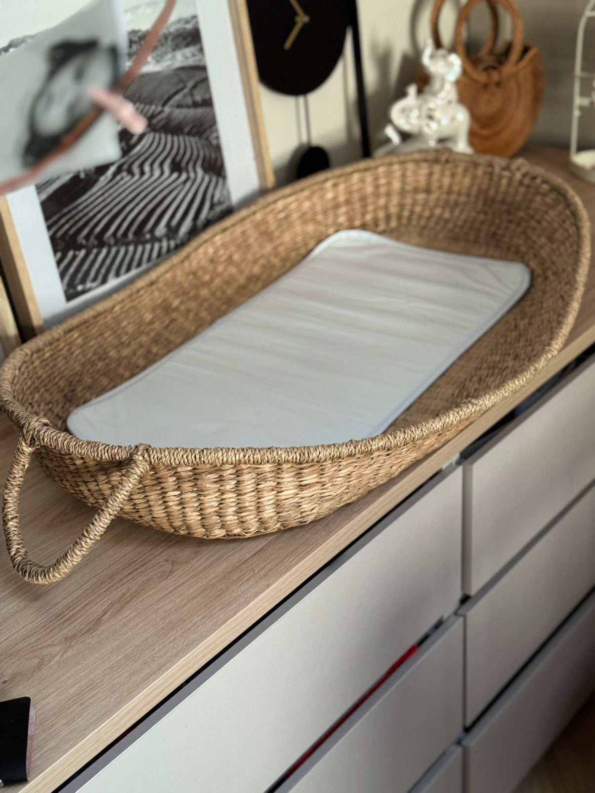 Vintage Rotan Mozes Verschoonmandje, Ophalen, 105 cm of meer, Zo goed als nieuw, 75 tot 100 cm