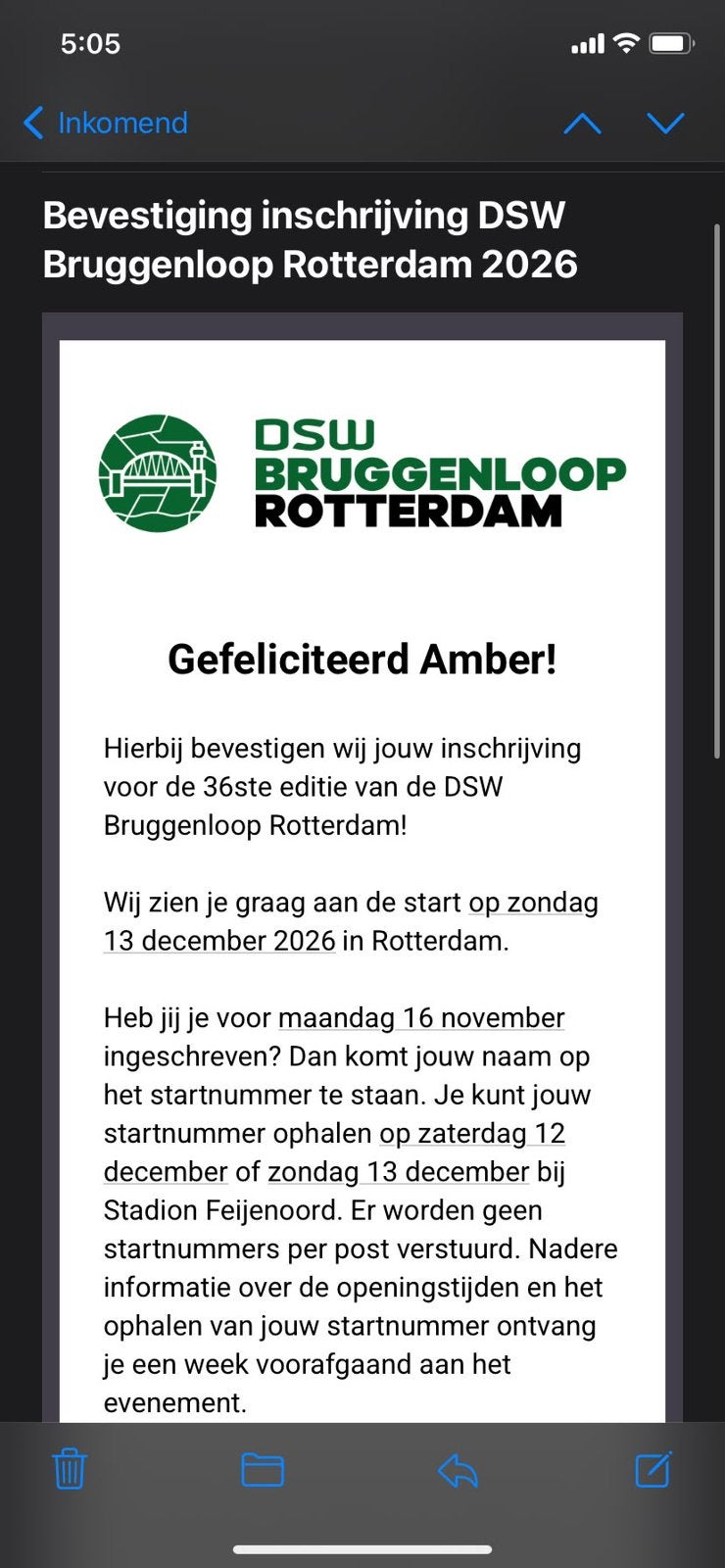 Startbewijs DSW Bruggenloop 15km, Eén persoon
