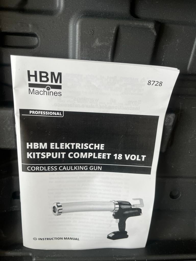 HBM Elektrische Kitspuit Compleet 18 v als nieuw, Ophalen of Verzenden, Zo goed als nieuw