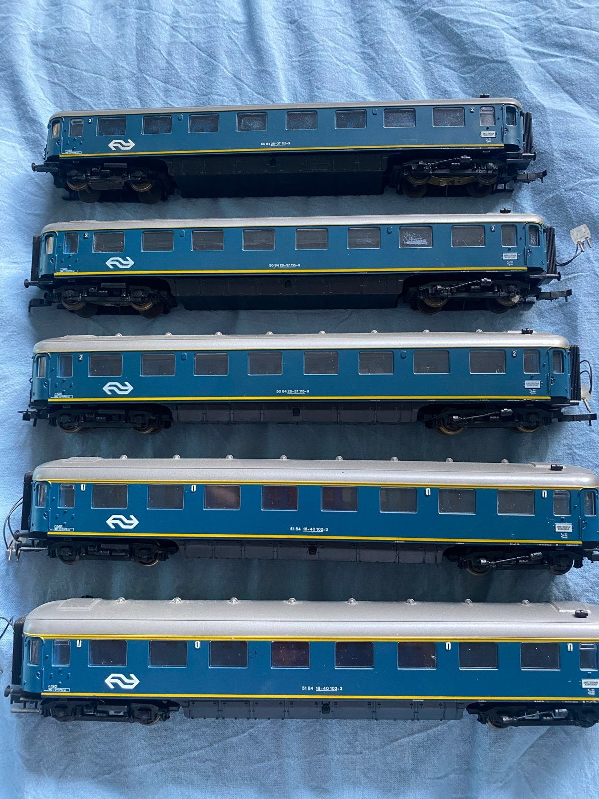 5x NS Rijtuigen met verlichting - Blauw/Geel, Gebruikt, Wagon, NS, Ophalen