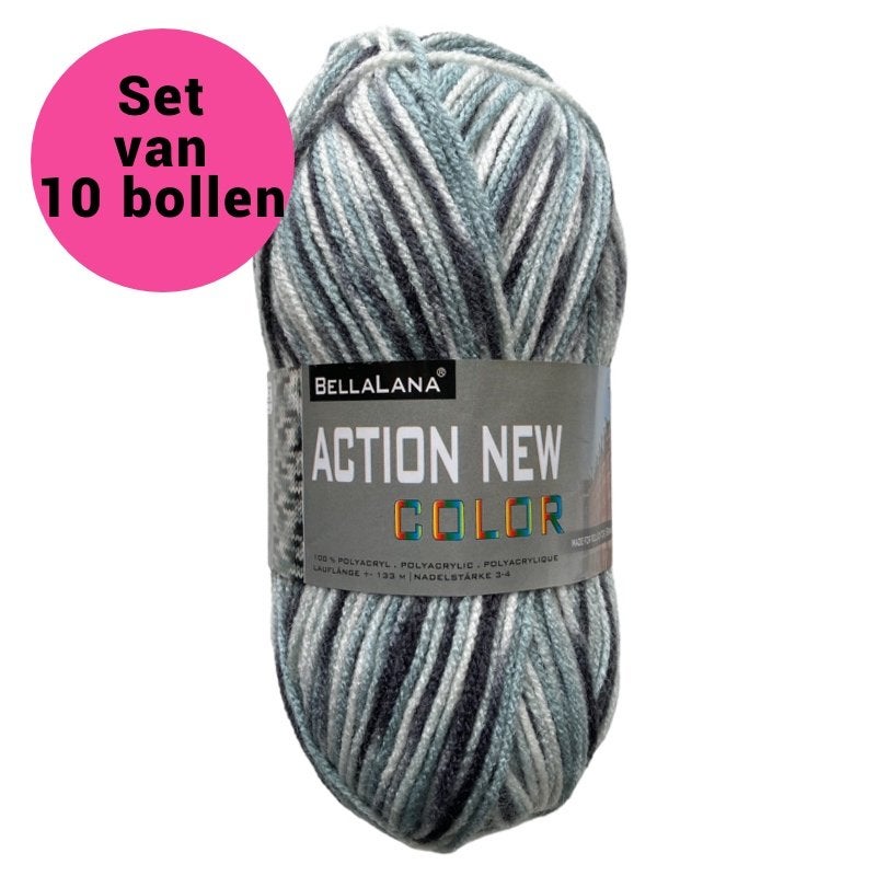 10 bollen Action New acrylgaren wit/grijs gemêleerd, Ophalen of Verzenden, Nieuw, Breien of Haken, Wol of Garen