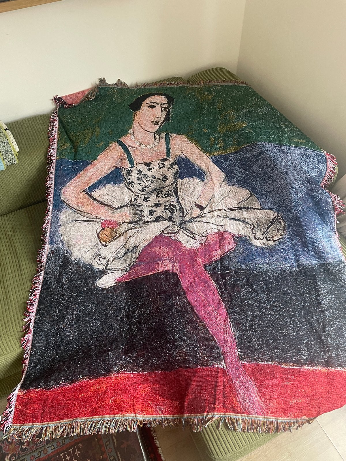 Wandtapijt / plaid met ballerina print 130x160cm, Ophalen of Verzenden, Zo goed als nieuw, Overige kleuren, Rechthoekig