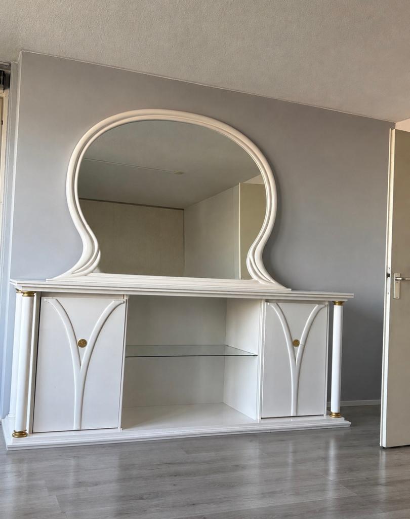 Dressoir met spiegel, Ophalen of Verzenden, Minder dan 100 cm, 200 tot 250 cm, Overige houtsoorten