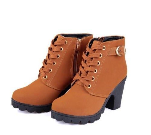 Bruine leren enkel laarzen met veter hakken dames vrouwen, Kleding | Dames, Schoenen, Verzenden, Nieuw, Bruin, Lage of Enkellaarzen