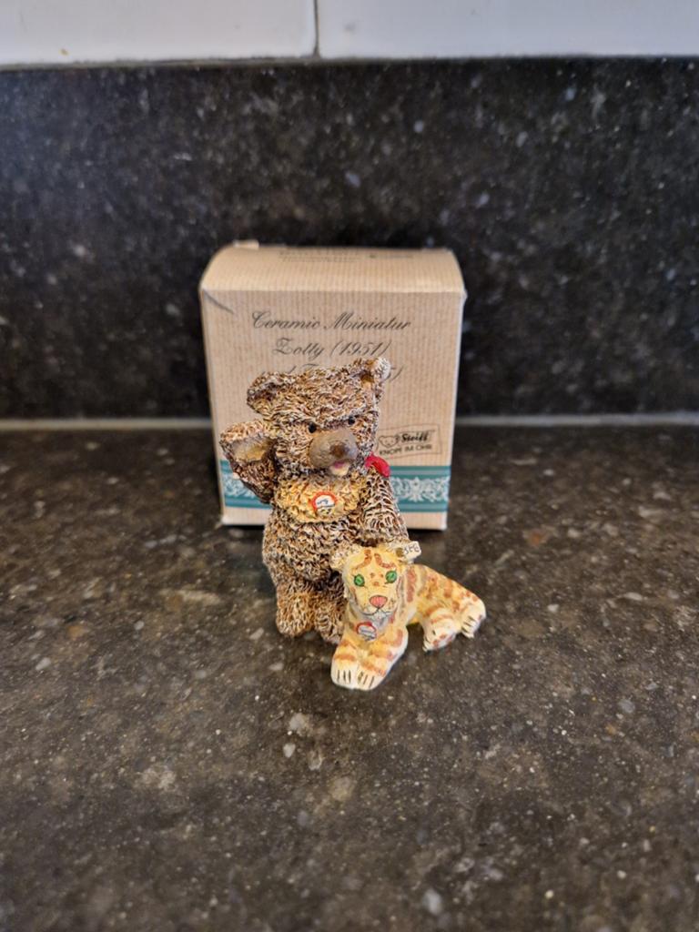 Steiff beeldje Zotty und Tiger, Ophalen of Verzenden, Zo goed als nieuw