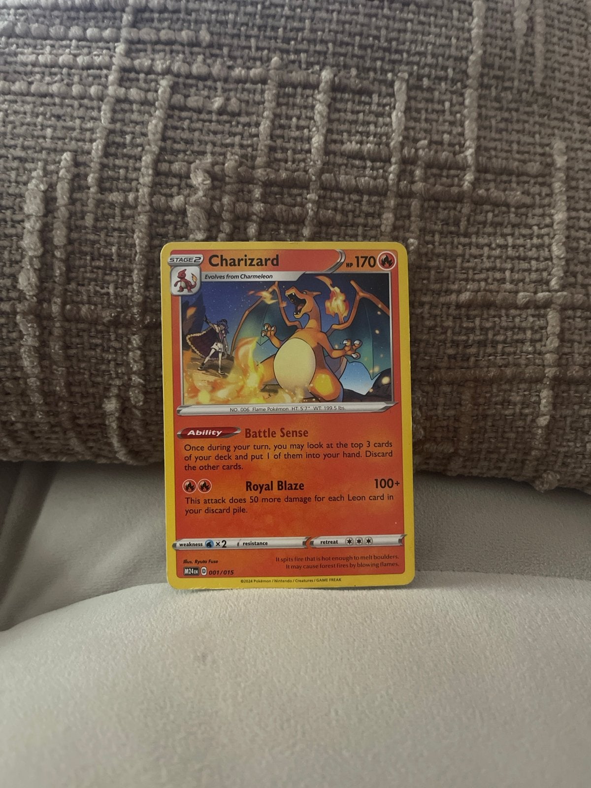 Pokémon Kaart Charizard 001/015 - Battle Sense, Ophalen of Verzenden, Zo goed als nieuw, Losse kaart