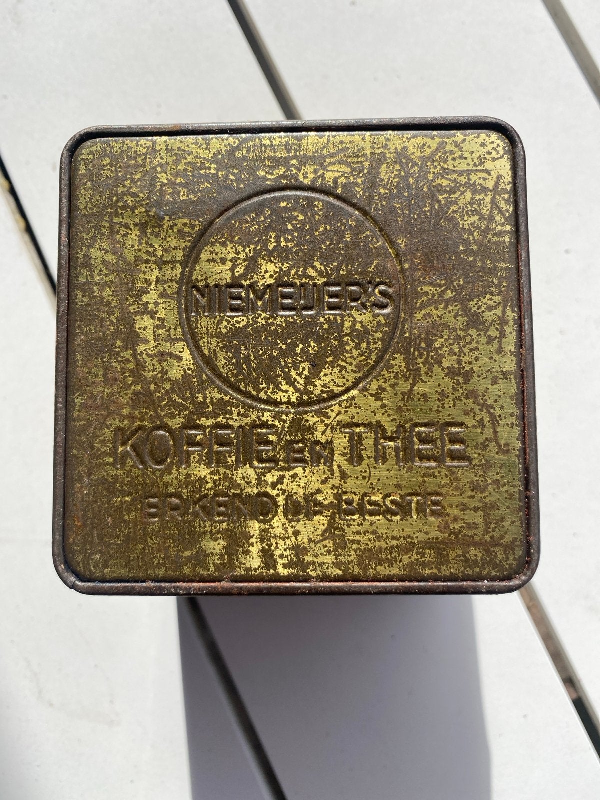 Vintage Niemeyer's Koffie en Thee Blik - Erkend de Beste, Verzamelen, Blikken, Ophalen of Verzenden, Gebruikt, Koffie, Overige merken