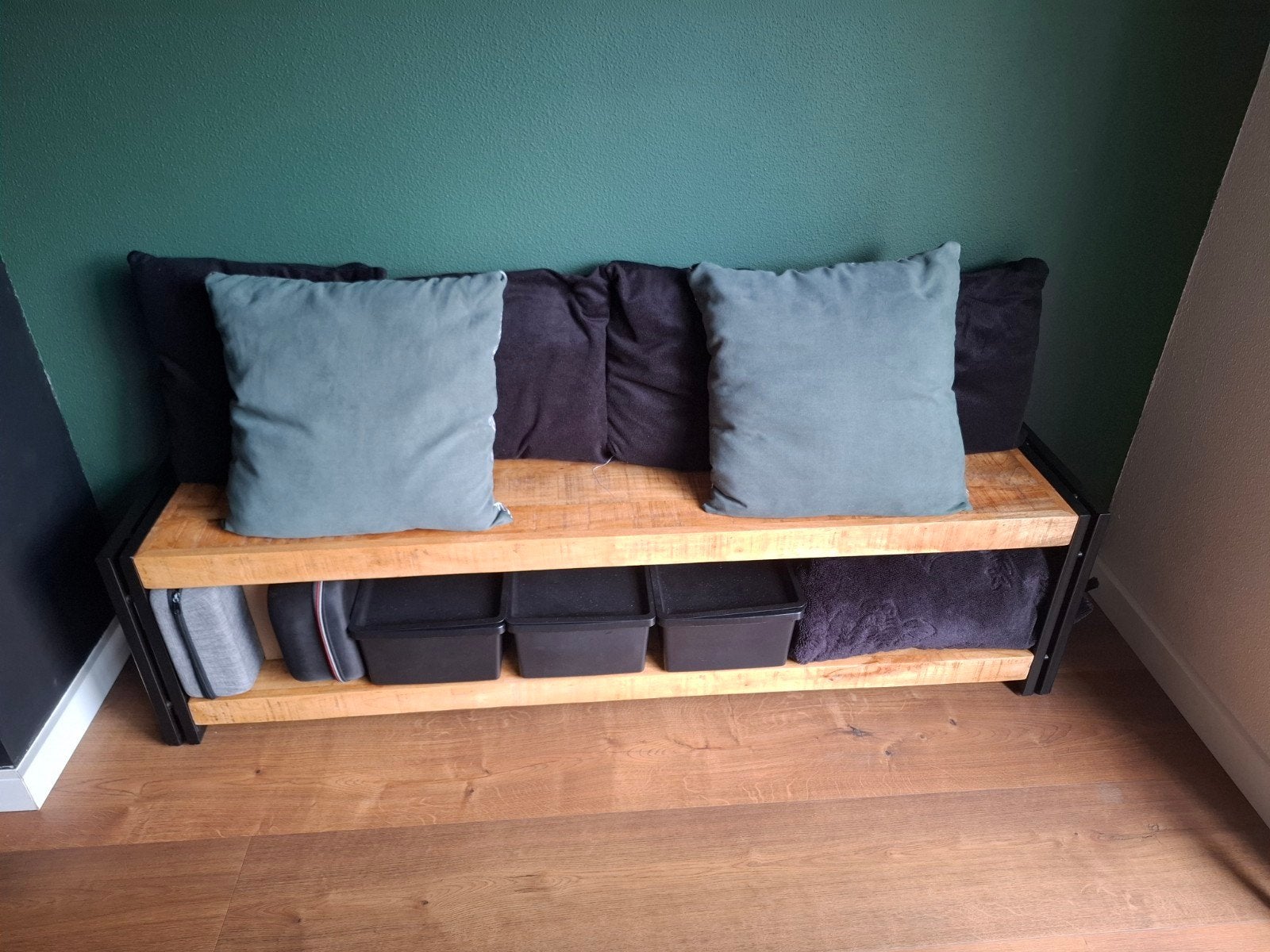Mangohout bank, Ophalen, Minder dan 75 cm, 150 tot 200 cm, Zo goed als nieuw