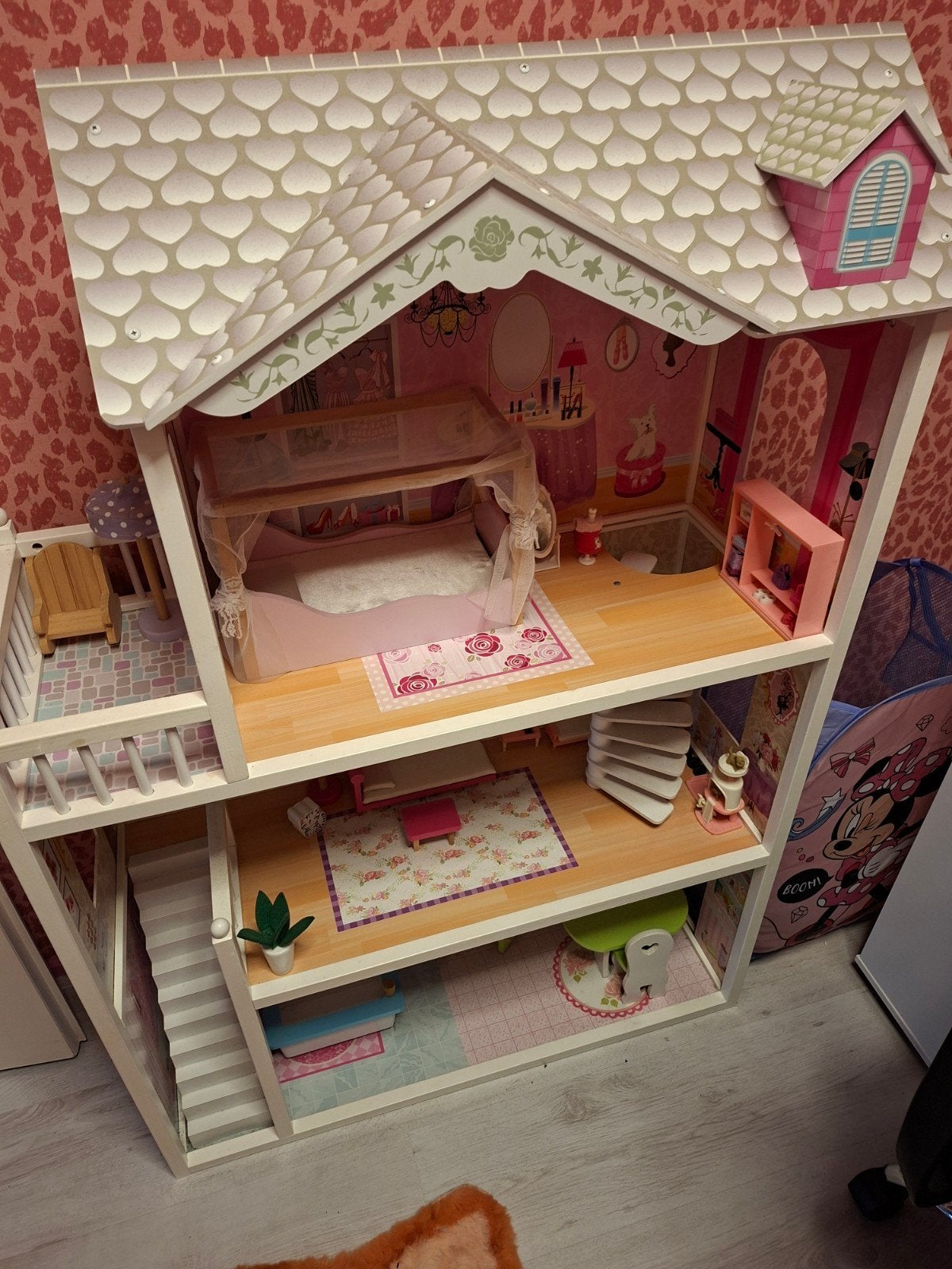 Groot poppenhuis met meubels, Ophalen, Gebruikt, Poppenhuis