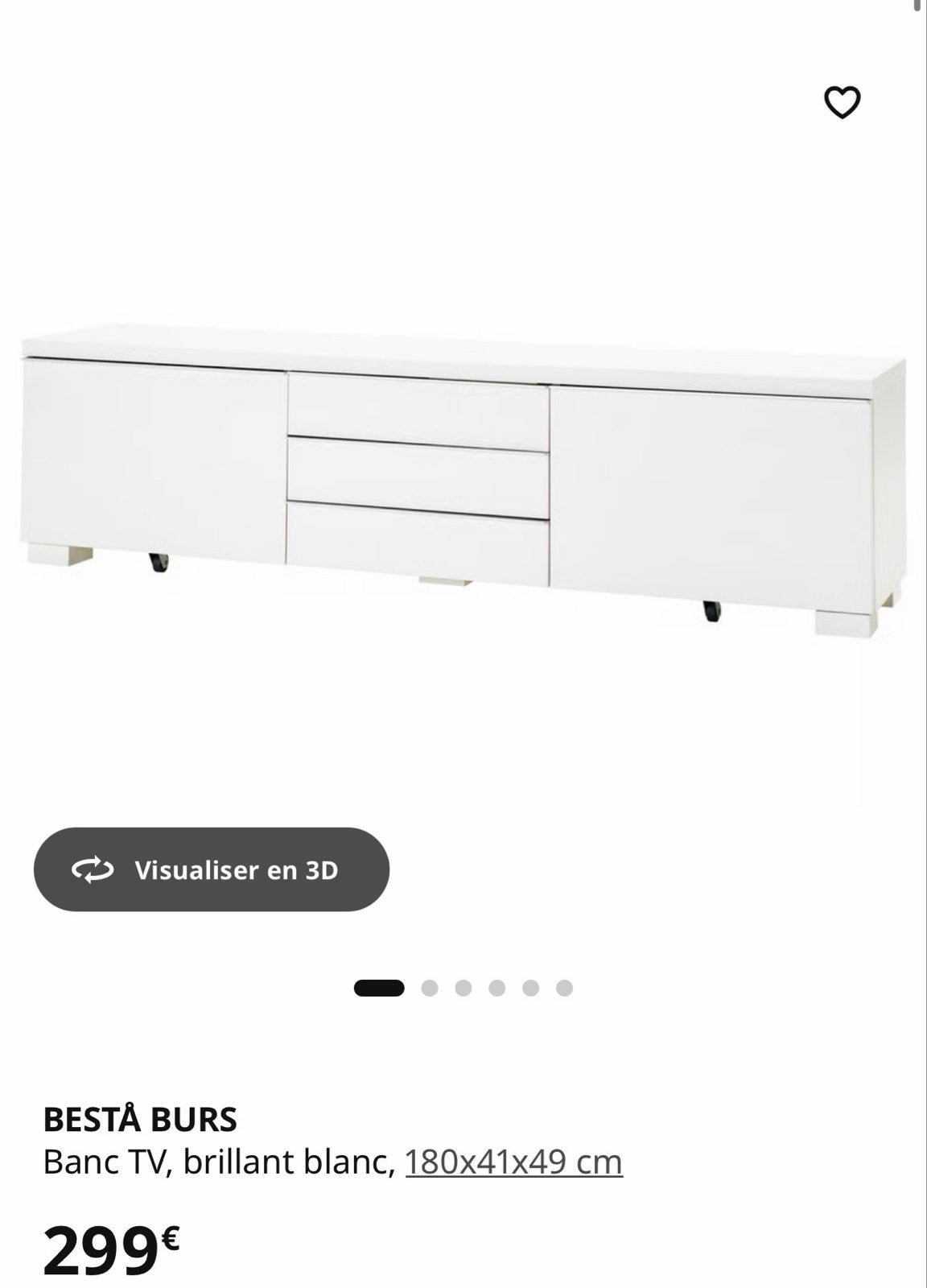 IKEA BESTÅ BURS TV-meubel, hoogglans wit, Ophalen, Kunststof, Gebruikt, 150 tot 200 cm