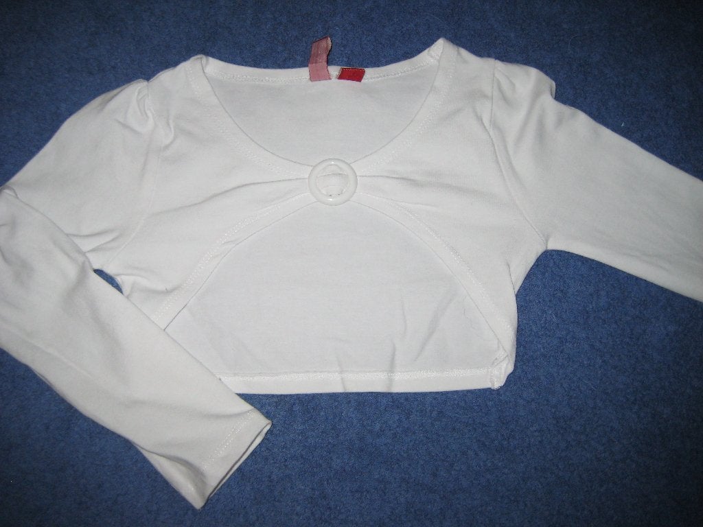 Wit bolero, 104/110, Girls, Kinderen en Baby's, Ophalen of Verzenden, Zo goed als nieuw, Meisje, Trui of Vest