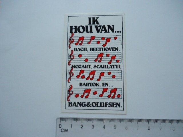sticker oud BANG OLUFSEN stereotoren plaat vinyl bach b&o, Verzamelen, Verzenden, Zo goed als nieuw, Bedrijf of Vereniging