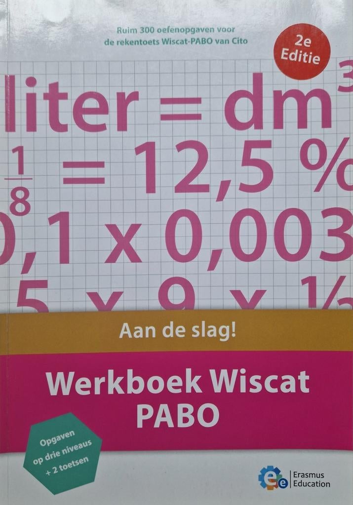 Werkboek Wiscat PABO 2e editie - Oefenopgaven Rekentoets, Boeken, Erasmus Education, Zo goed als nieuw, Beta, HBO