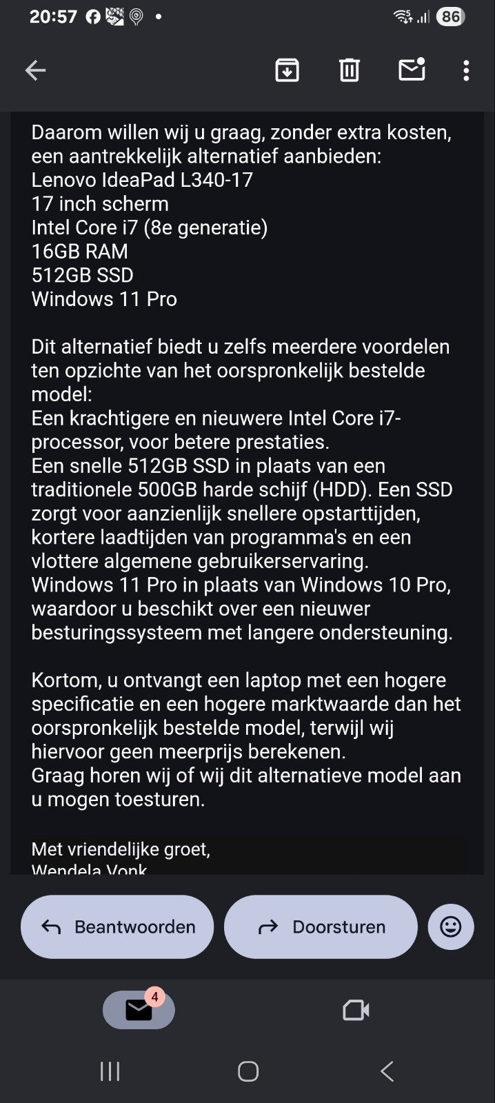 Lenovo IdeaPad L340-17 i7 16GB RAM 512GB SSD Windows 11 Pro, Computers en Software, Windows Laptops, 17 inch of meer, SSD, 2 tot 3 Ghz