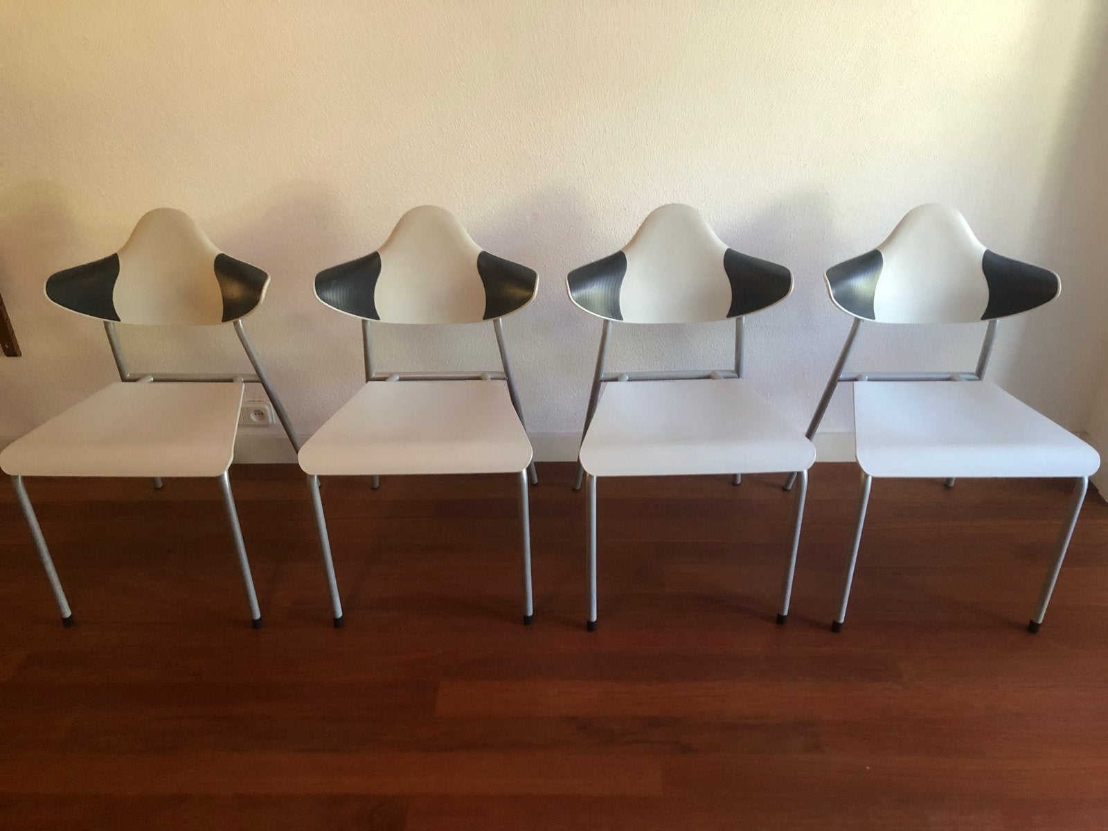 4 of 8 Drabert Duits retro design stoelen, Ophalen, Kunststof, Gebruikt, Wit