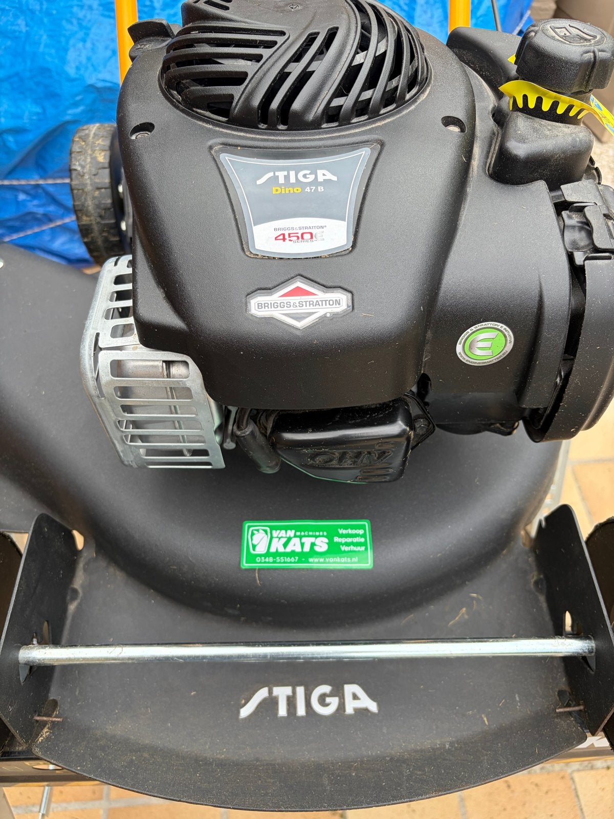 Stiga Dino 47 B grasmaaier met Briggs & Stratton motor, Ophalen, Cirkelmaaier, Gebruikt, Benzine-grasmaaier