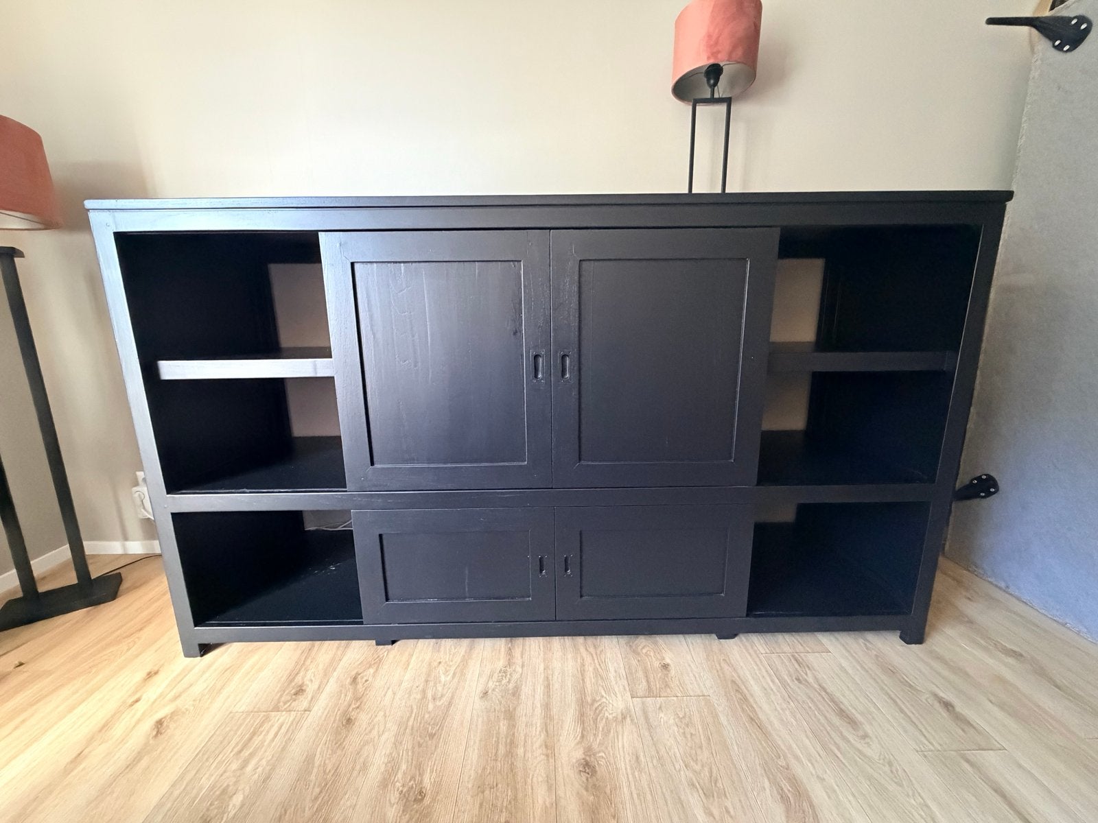 Zwart geschilderd TV-meubel/dressoir, Ophalen, Gebruikt, 100 tot 150 cm, 150 tot 200 cm