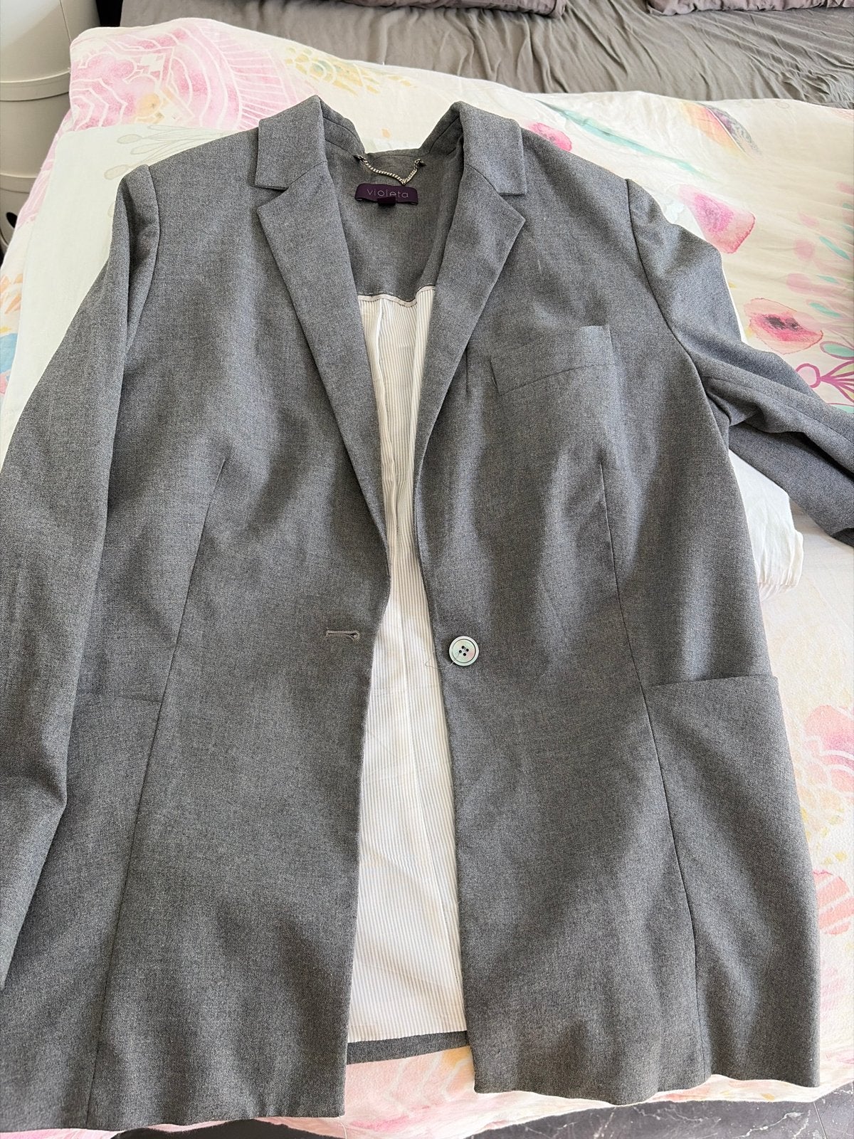 Violeta by Mango Grijs Jasje Maat 46 (XL), Maat 46/48 (XL) of groter, Ophalen of Verzenden, Zo goed als nieuw, Jasje