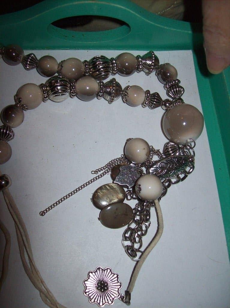 Ketting Beige Koorden Zilver Beige Steen Kraal Hanger model, Sieraden, Tassen en Uiterlijk, Kettingen, Verzenden, Beige, Nieuw