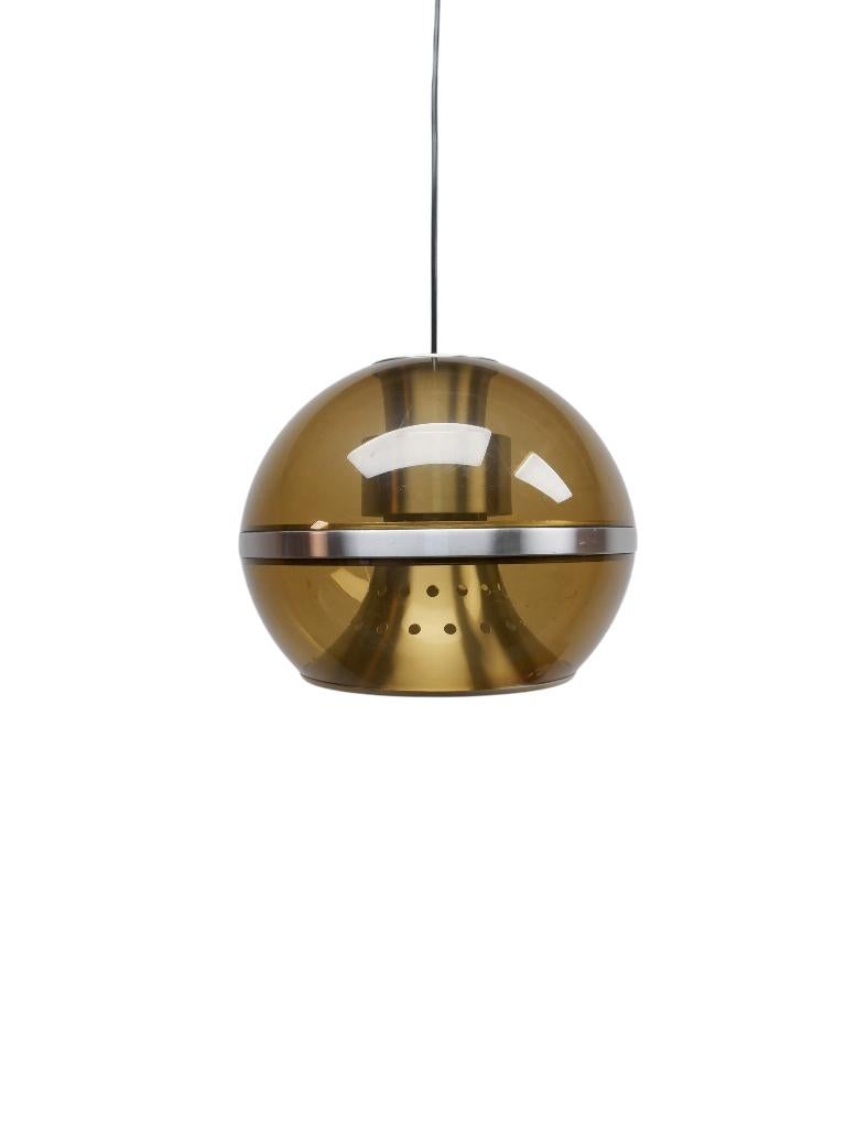 Dijkstra Lampen bruine Space Age hanglamp, Huis en Inrichting, Lampen | Hanglampen, Kunststof, Gebruikt, Rijksstraatweg 37 Wilp