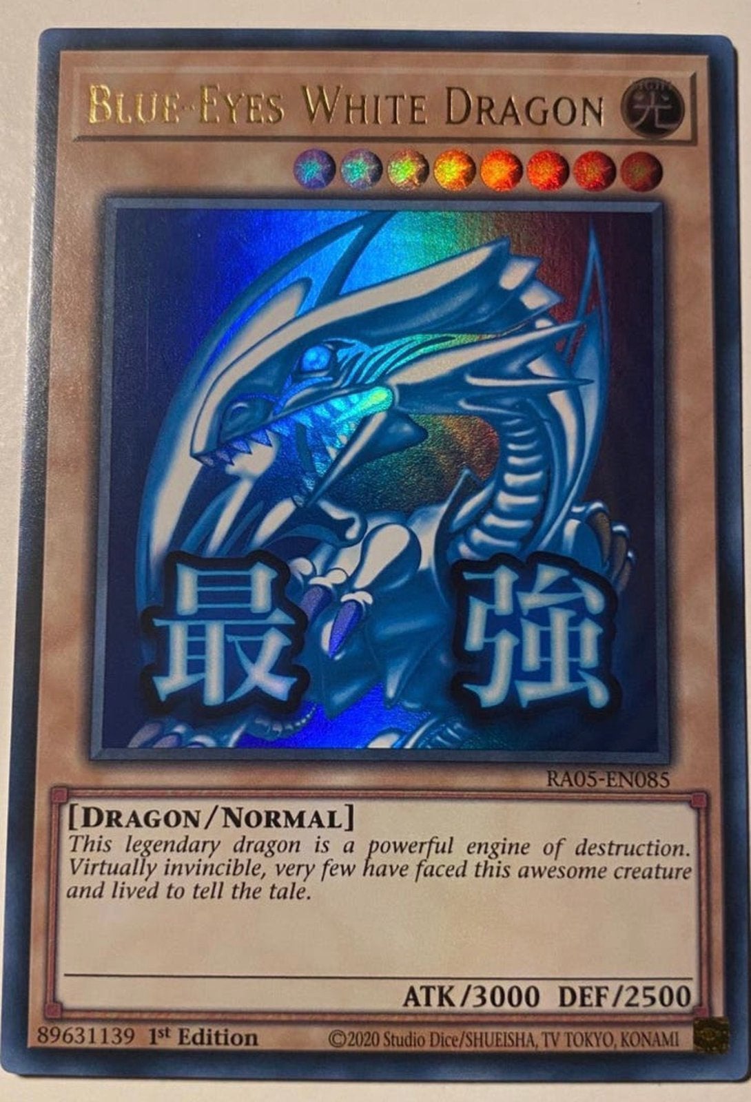 Yu-Gi-Oh! Blue-Eyes White Dragon RA05 1st Edition Mint !, Hobby en Vrije tijd, Verzamelkaartspellen | Yu-gi-Oh!, Ophalen of Verzenden