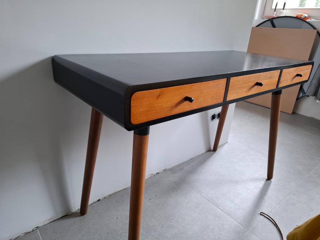 Zwart bureau/kaptafel met 3 lades - 120x50x78 cm, Ophalen, Gebruikt, 50 tot 100 cm, Minder dan 100 cm