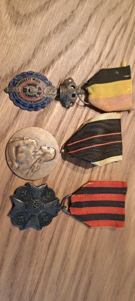 Set van 3 Belgische medailles - Diverse materialen, Ophalen of Verzenden, Brons, Buitenland