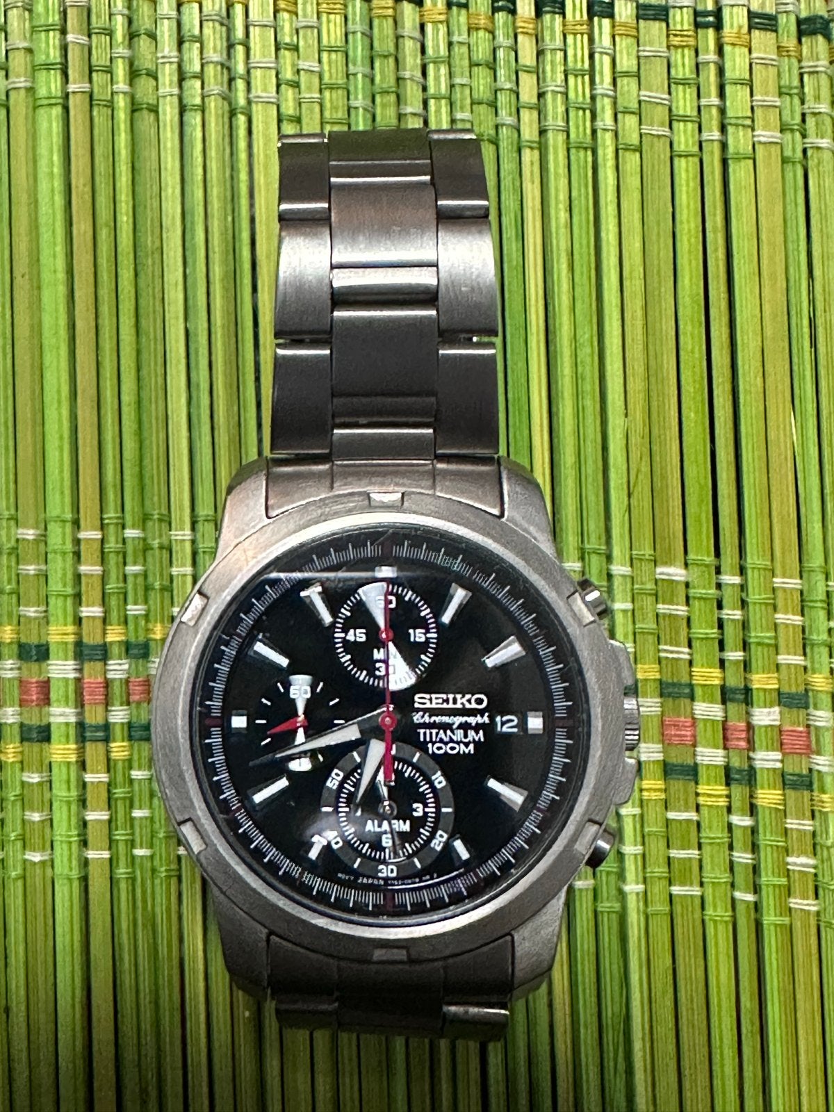 Seiko Chronograph Titanium 100M Herenhorloge, Gebruikt, Polshorloge, Ophalen of Verzenden, Overige materialen