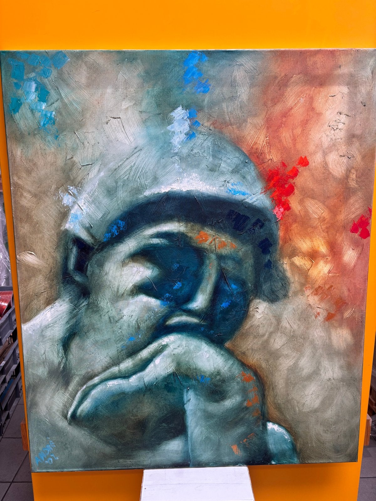 Groot Abstract Doek 120x100 cm door André van Loon, Ophalen, Handgeschilderd, Olieverf, Overige onderwerpen