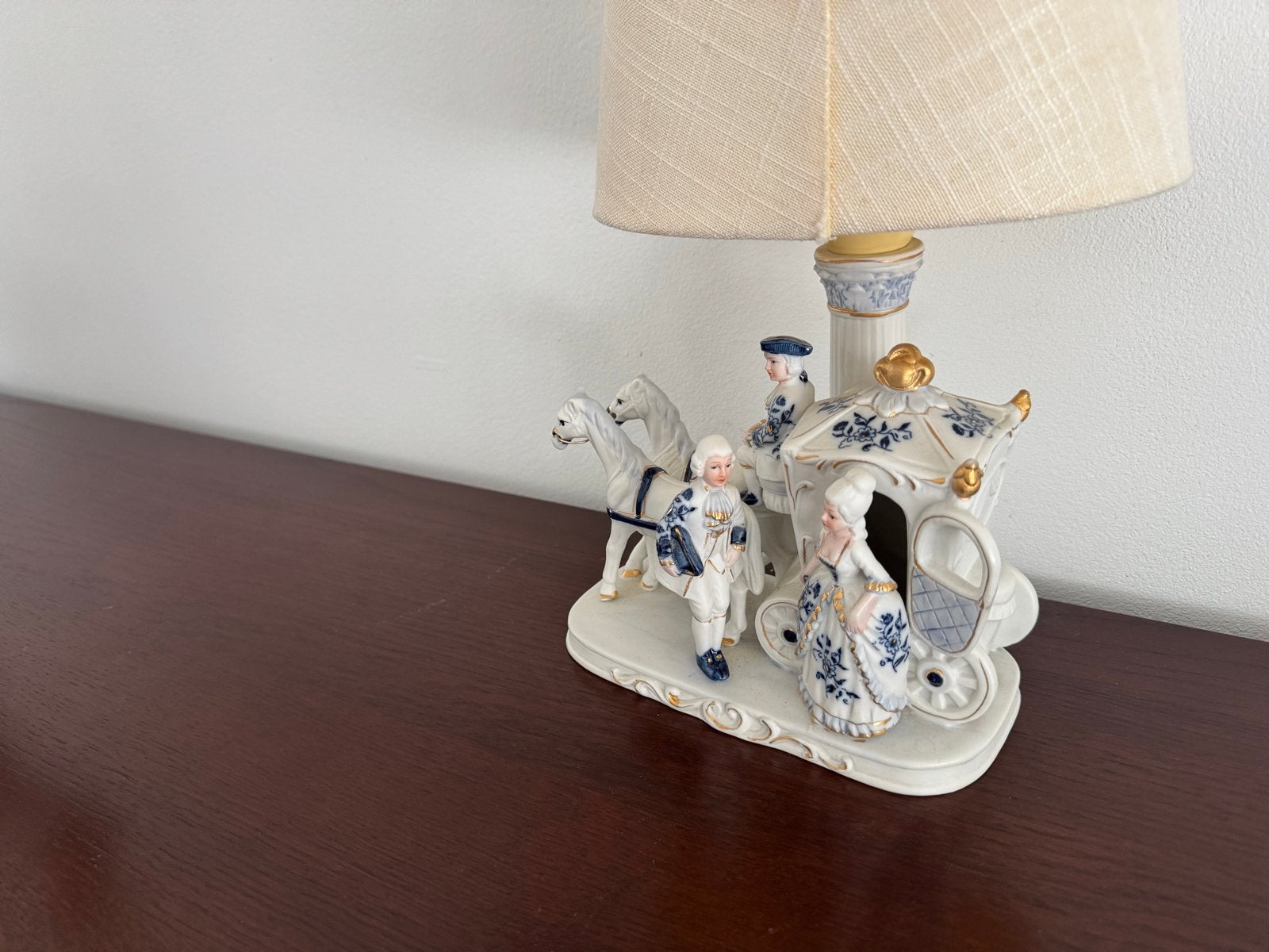 Vintage Porseleinen Koets Lamp - Romantische Sfeer, Ophalen of Verzenden