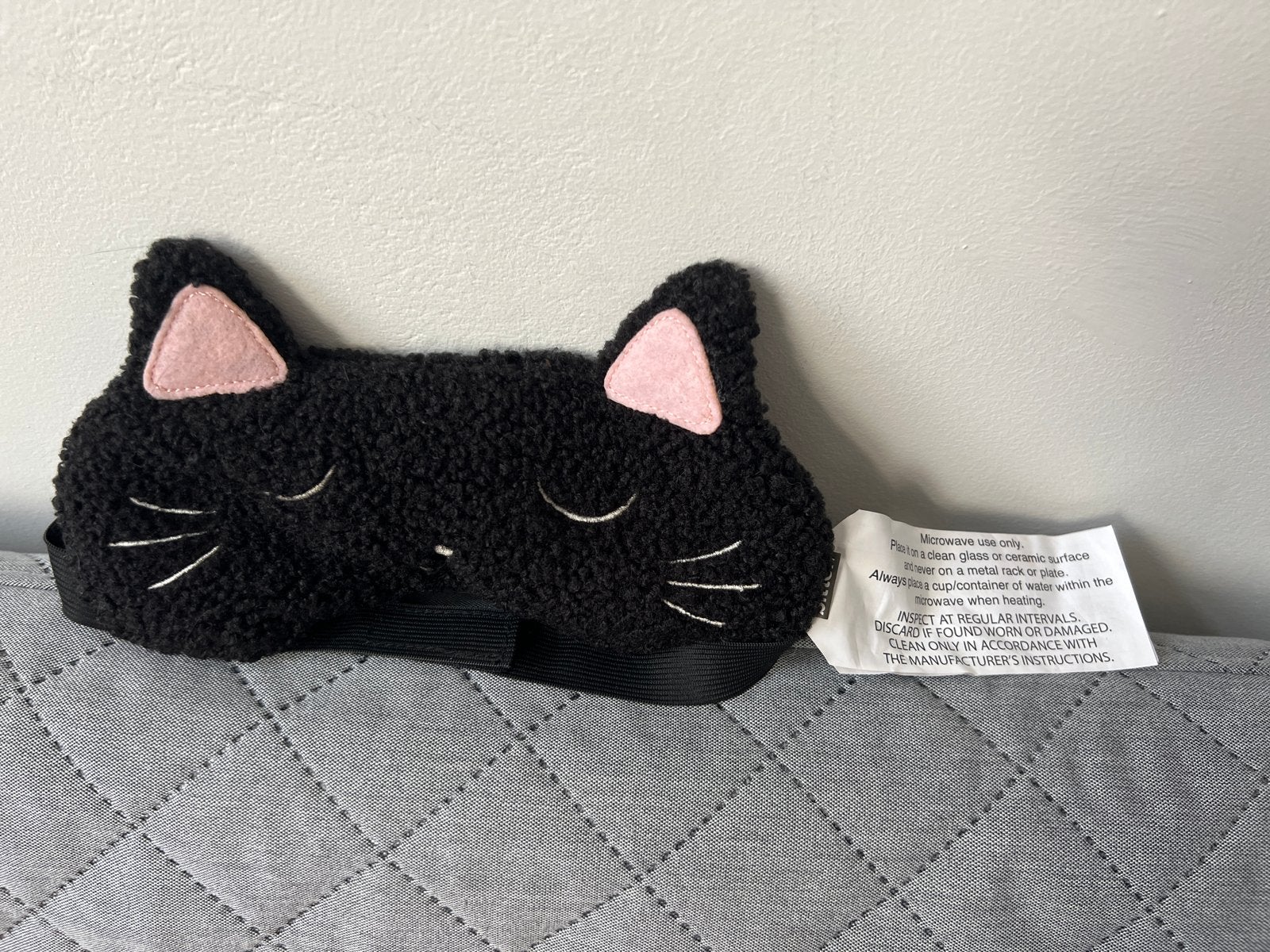 Zwart katten slaapmasker met lavendel en tarwevulling, Ophalen, Nieuw, Zwart, Textiel