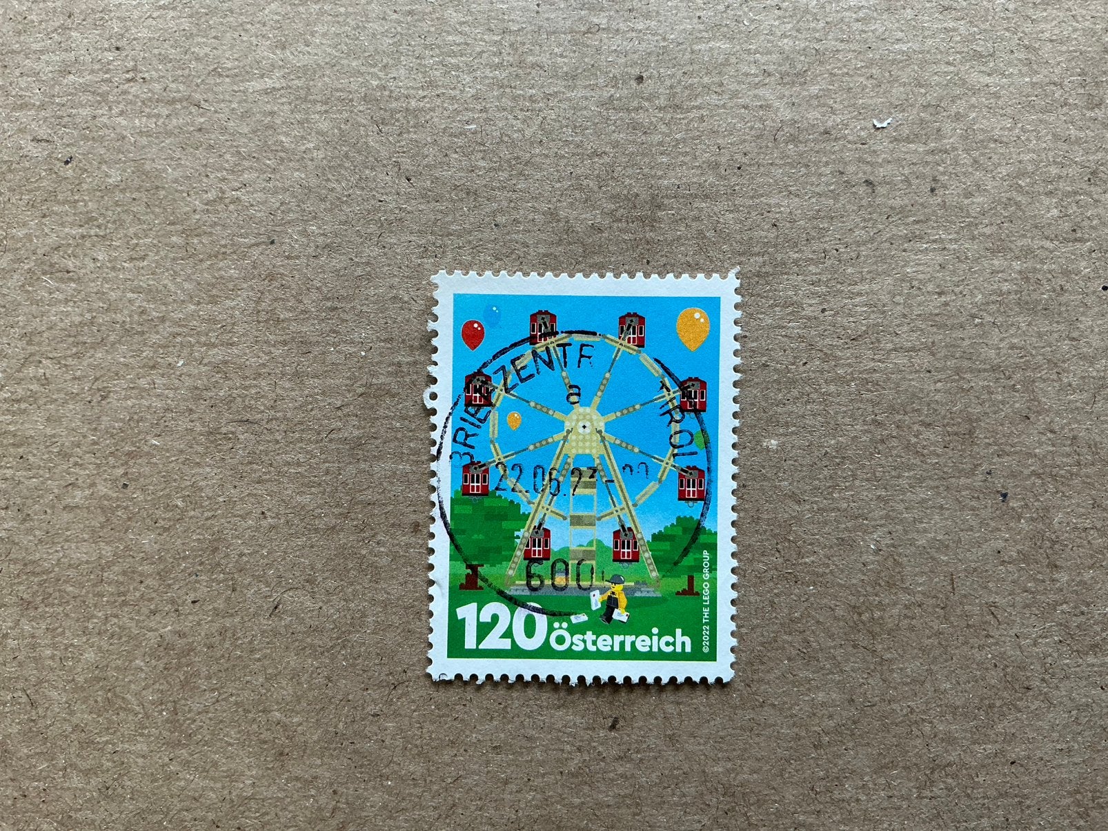 Postzegel Oostenrijk Lego Reuzenrad, Ophalen of Verzenden, Gestempeld