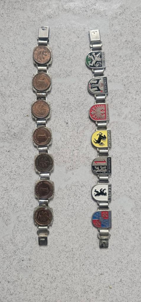 Vintage Duitse Bedelarmbanden Steden & Munten, Ophalen of Verzenden