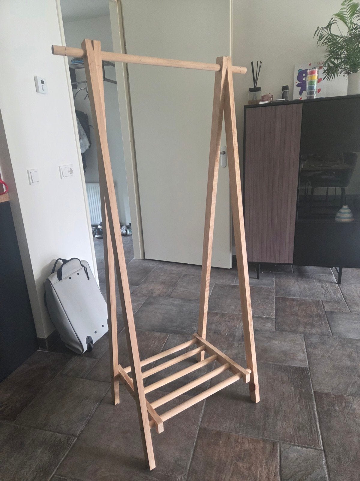Houten kledingrek met opbergplank - Gebruikt, Ophalen, Gebruikt