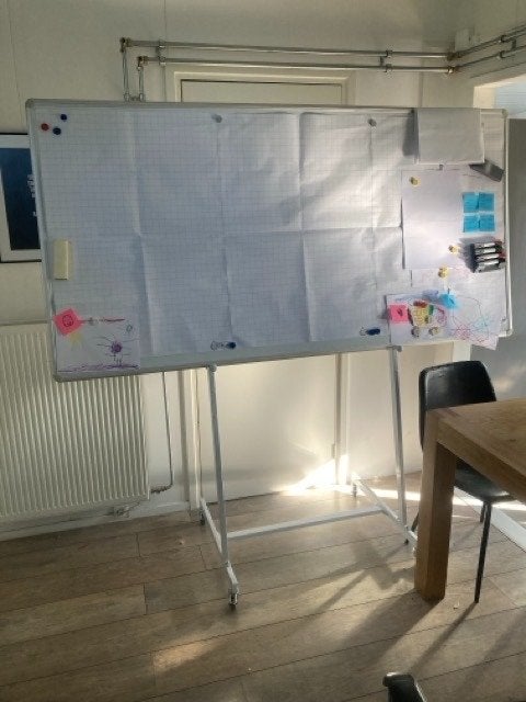 Verrijdbaar Whiteboard 100x200 cm met toebehoren, Ophalen, Gebruikt