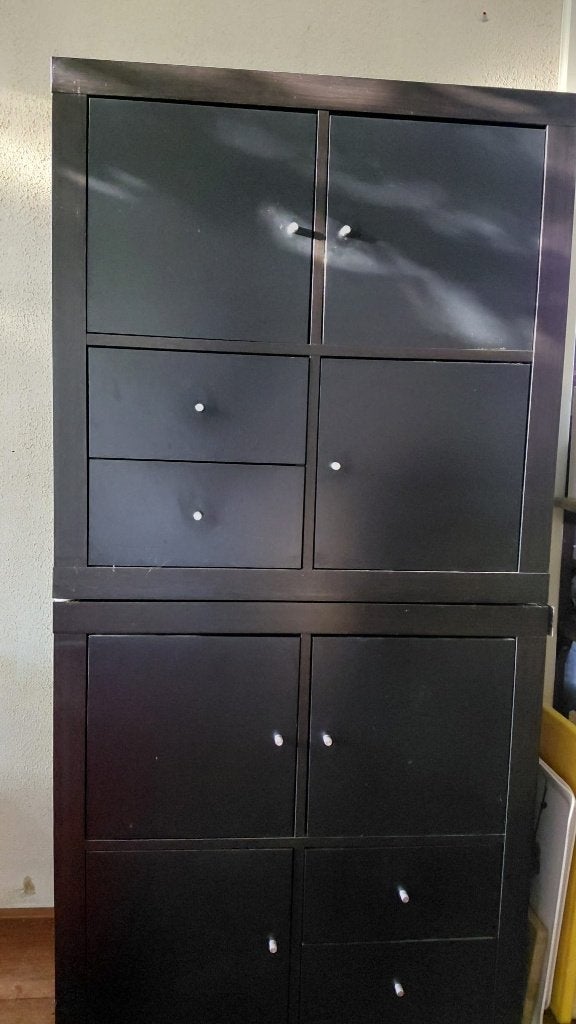 2 x Ikea KALLAX kast zwart met 4 inlays elk, Ophalen, Gebruikt