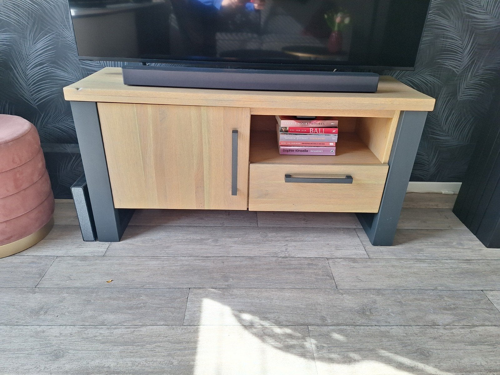 houten tv meubel, Huis en Inrichting, Ophalen, 100 tot 150 cm, Zo goed als nieuw, Minder dan 100 cm