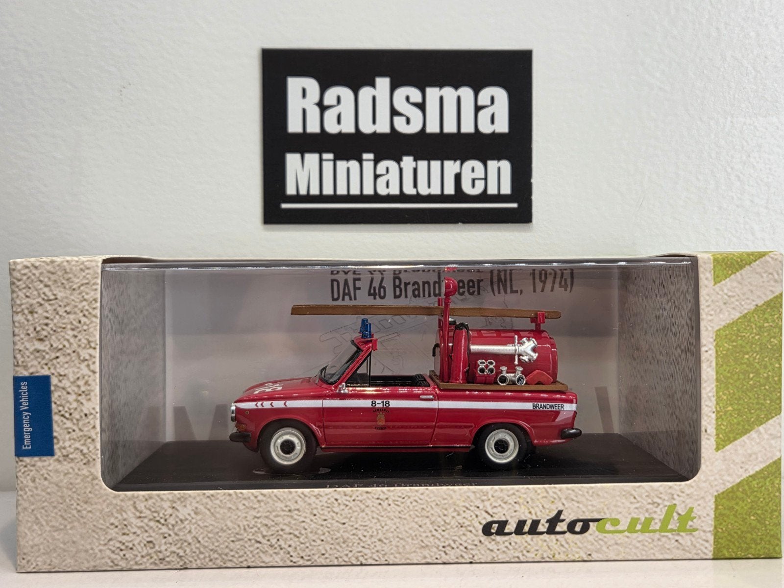 Daf 46 Brandweer NL - 1:43 AUTOcult, Hobby en Vrije tijd, Overige merken, Auto, Nieuw, Ophalen of Verzenden