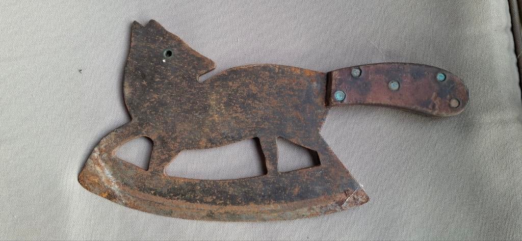 Oud ijzeren/metalen hakmes in de vorm van een vos, Antiek en Kunst, Ophalen