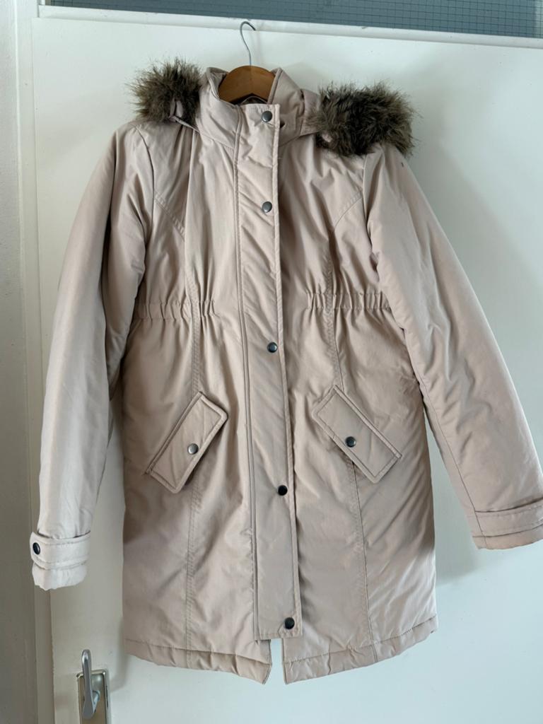 Zwangerschaps winterjas Merk Bonprix maat 36, Ophalen of Verzenden, Zo goed als nieuw, Maat 36 (S), Beige