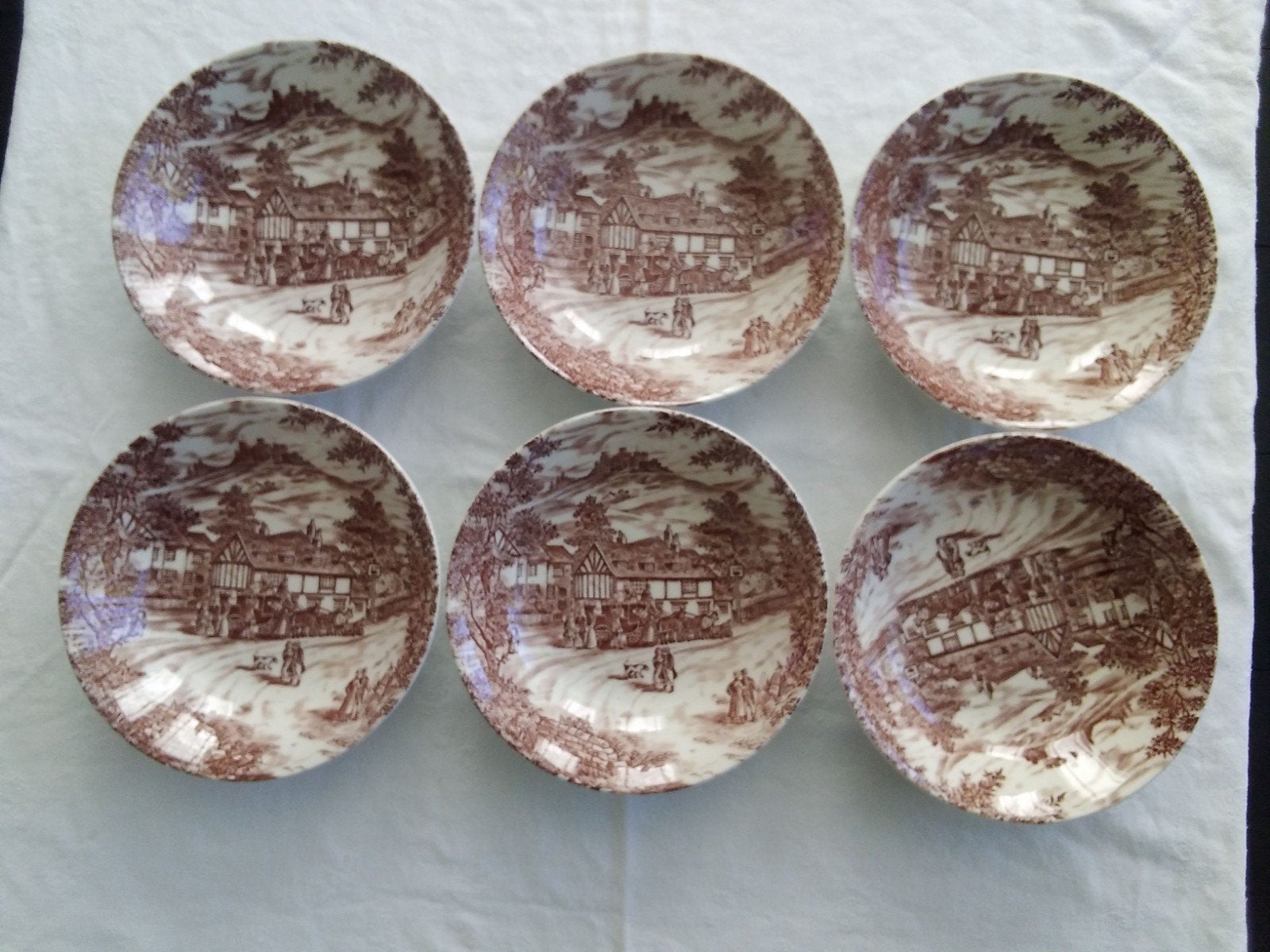Set van 6 Broadhurst Staffordshire Ironstone schalen 19 cm, Ophalen of Verzenden