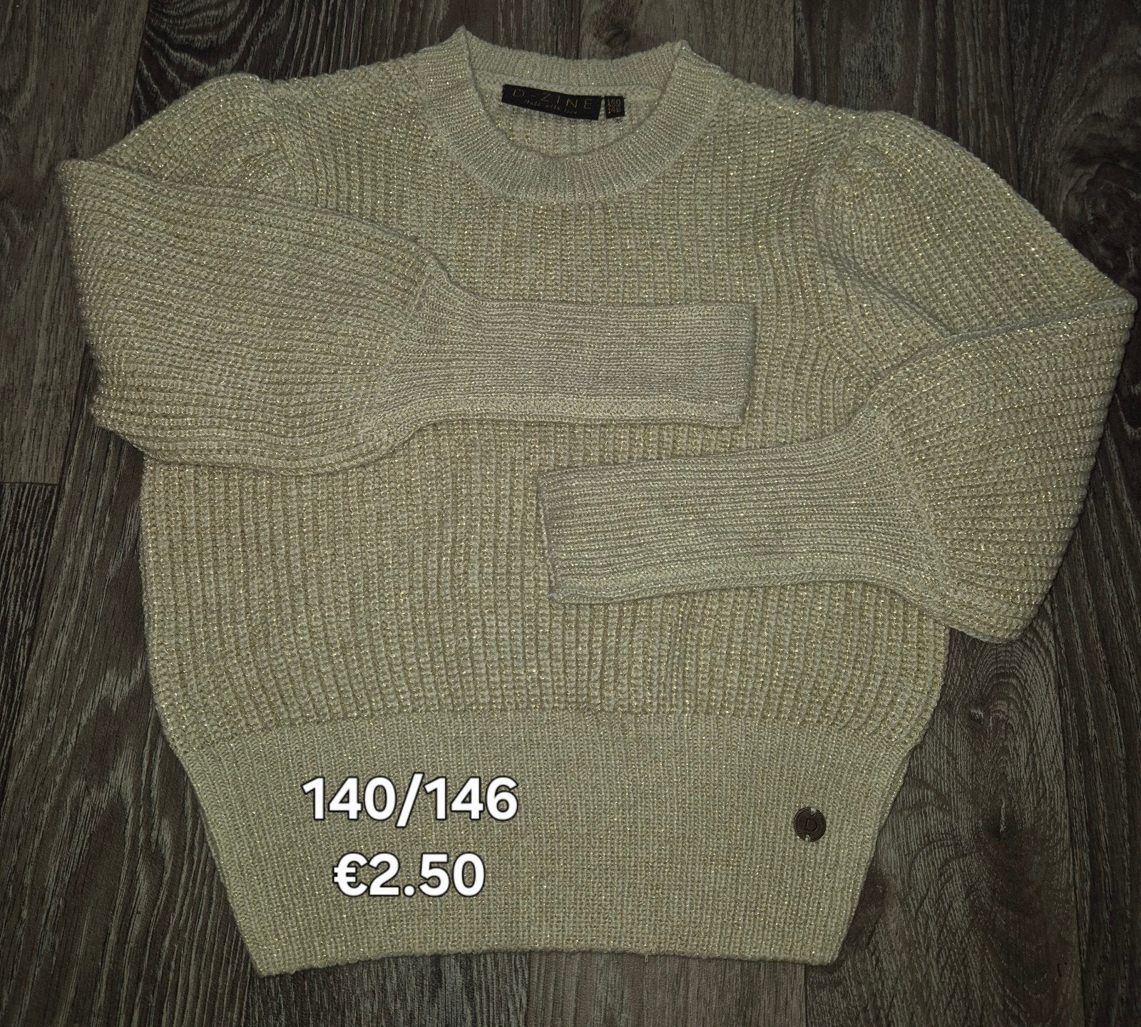 Gouden trui maat 140/146, Kinderen en Baby's, Kinderkleding | Maat 140, Gebruikt, Meisje, Trui of Vest, Ophalen of Verzenden