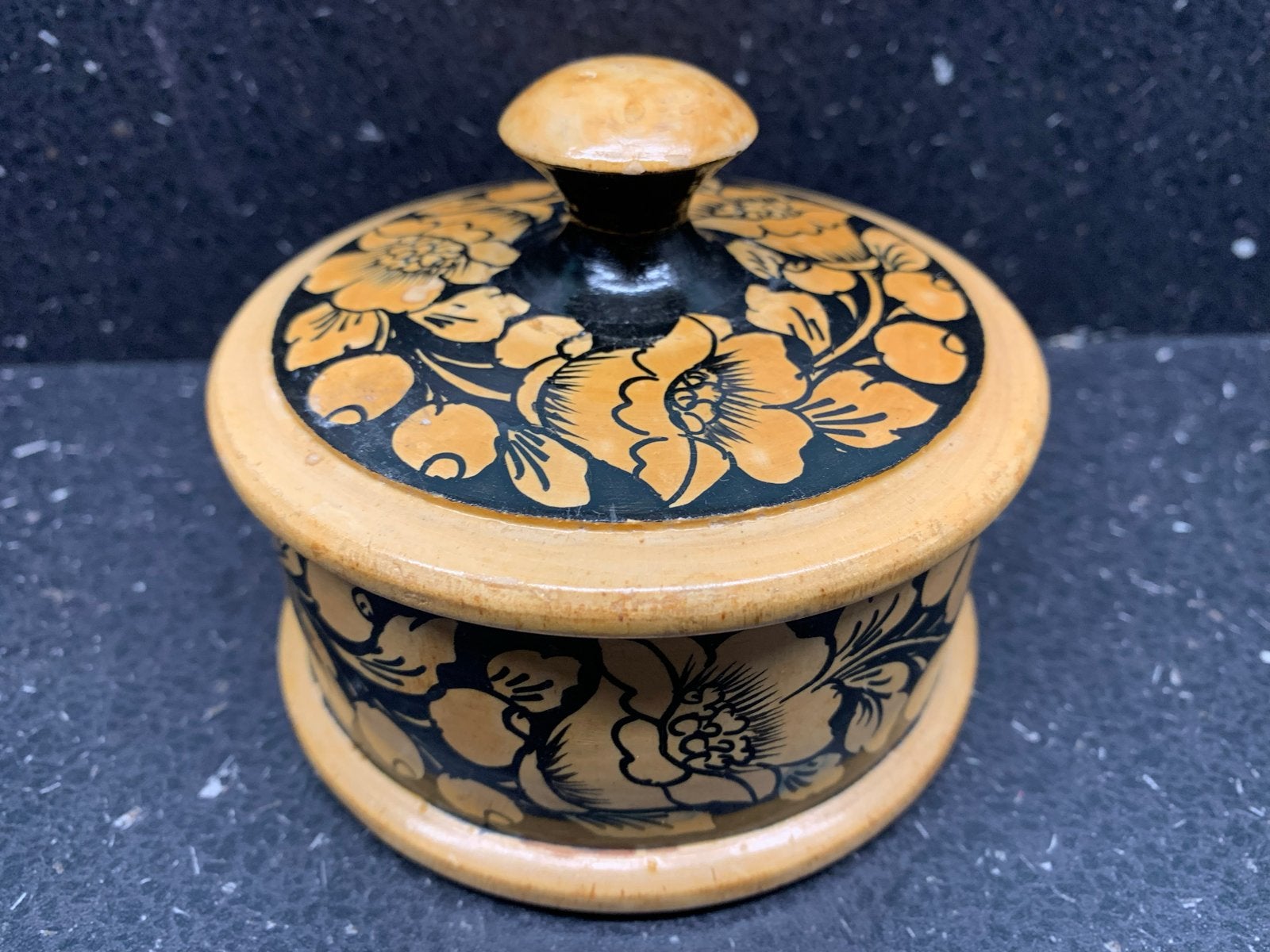 Vintage Russisch houten doosje met bloemmotief, Antiek en Kunst, Ophalen of Verzenden