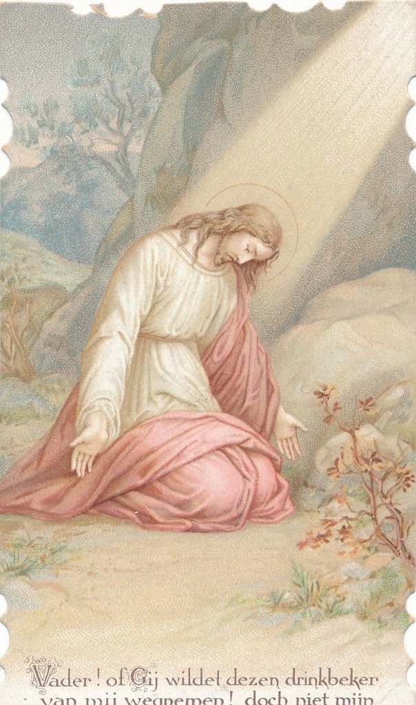 Mooi oud devotieprentje Jezus in de Hof van Olijven, Ophalen of Verzenden, Zo goed als nieuw, Kaart of Prent, Christendom | Katholiek