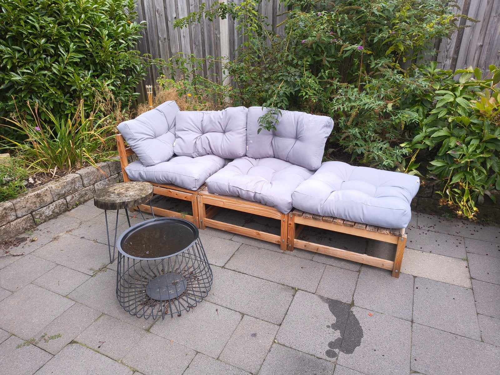 VidaXL houten loungeset met kussens, Ophalen, Gebruikt, Bank, 3 zitplaatsen