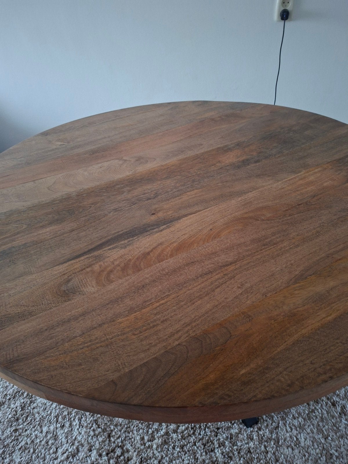 Ronde eettafel met spinnenpoot - massief hout en metaal, Overige houtsoorten, Modern, Industrieel, Rond, Ophalen of Verzenden