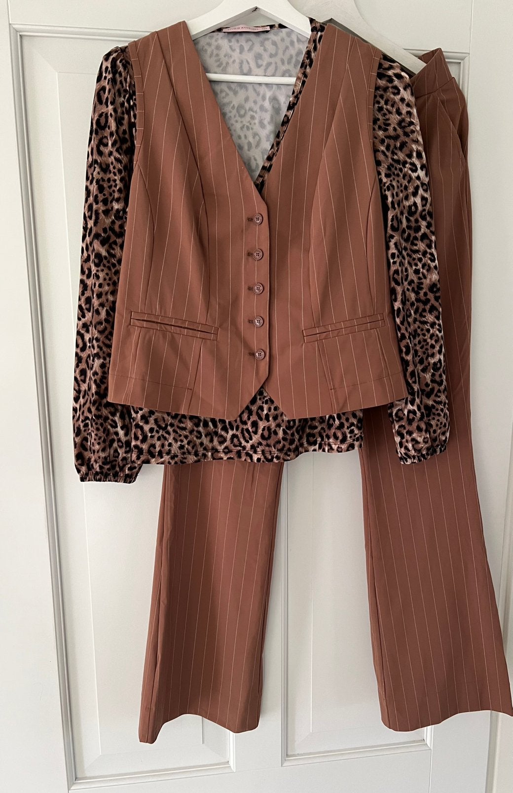Studio Anneloes 3-delig pak met panterprint shirt, Verzenden, Zo goed als nieuw, Maat 38/40 (M), Bruin