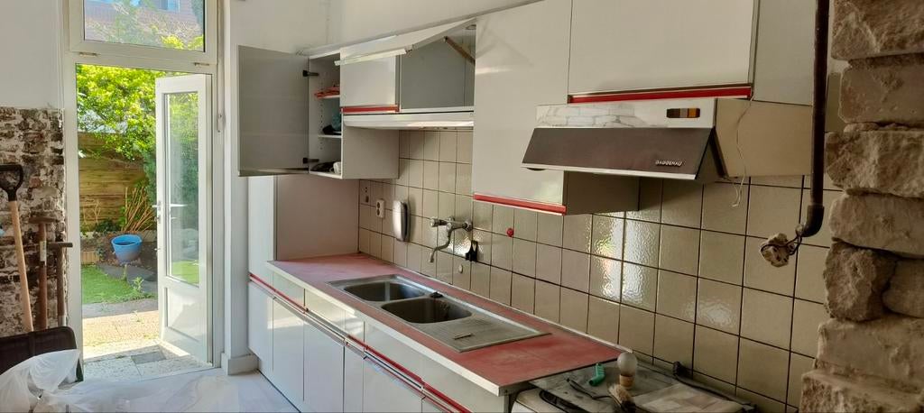 Retro keuken aanrecht 220 cm met hoge kast 60 diep, Huis en Inrichting, Keuken | Complete keukens, Ophalen of Verzenden