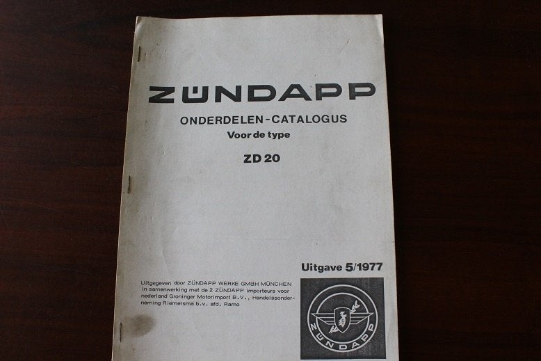 Zündapp ZD20 1977 onderdelen boek typ 446 - 450, Ophalen of Verzenden, Gebruikt