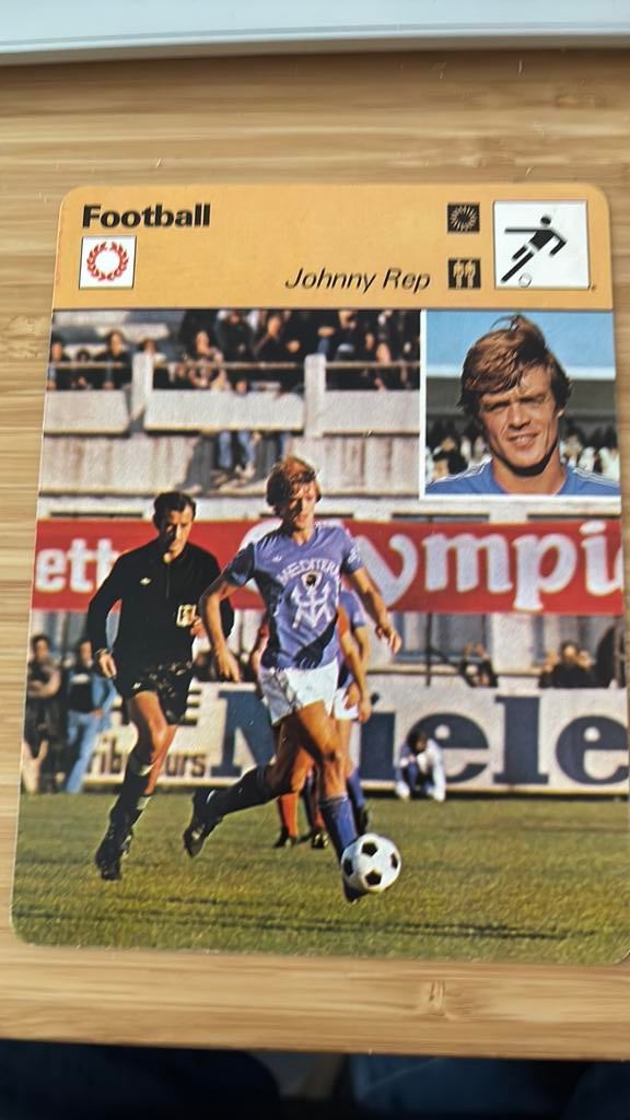 JOHNNY REP Ajax Amsterdam Saint Etienne Fiche, Verzenden, Zo goed als nieuw, Ajax, Poster, Plaatje of Sticker